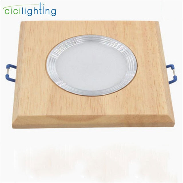 Square Solid Wood led Downlight, Modern 3W 5W led Recessed Ceiling Spotlights Industrial Office Ceilling Lamp Home Cabinet Light