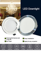 LED Downlight 110V 220V 3W-18W AC85~240V Silver White Ultra Thin Bright Round LED Ceiling Recessed Spot Down Light