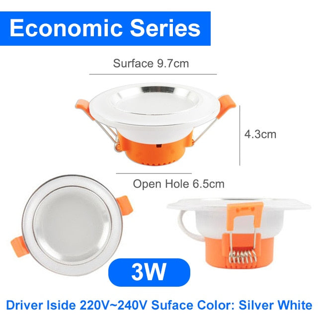 LED Downlight 110V 220V 3W-18W AC85~240V Silver White Ultra Thin Bright Round LED Ceiling Recessed Spot Down Light