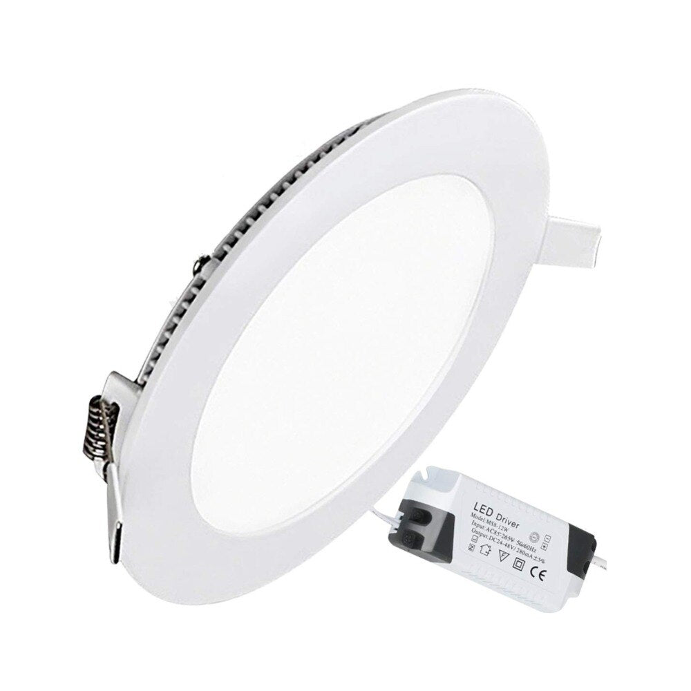 LED Panel Light Warm/Natural/Cold White Ultra Thin Downlight Round Recessed Ceiling Light for Living Room Conference Room