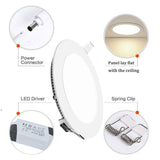 LED Panel Light Warm/Natural/Cold White Ultra Thin Downlight Round Recessed Ceiling Light for Living Room Conference Room