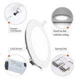 LED Panel Light Warm/Natural/Cold White Ultra Thin Downlight Round Recessed Ceiling Light for Living Room Conference Room