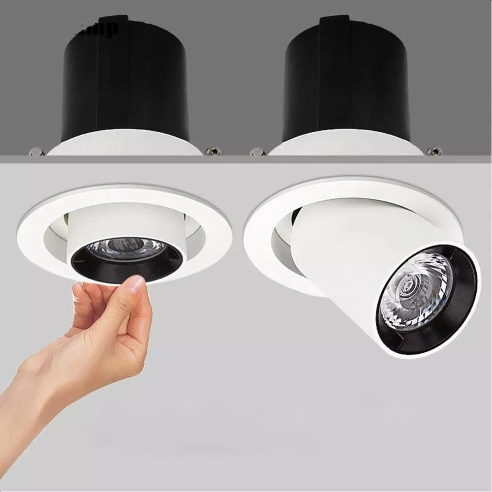 Stretch Dimmable COB Ceiling Downlight 12W 15W Embedded 360 Degree Rotation LED Spot Lighting AC85V-265V