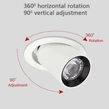 Stretch Dimmable COB Ceiling Downlight 12W 15W Embedded 360 Degree Rotation LED Spot Lighting AC85V-265V