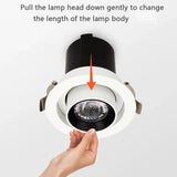 Stretch Dimmable COB Ceiling Downlight 12W 15W Embedded 360 Degree Rotation LED Spot Lighting AC85V-265V