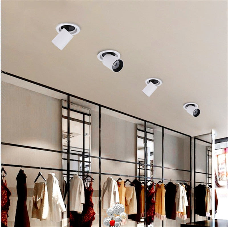 Stretch Dimmable COB Ceiling Downlight 12W 15W Embedded 360 Degree Rotation LED Spot Lighting AC85V-265V