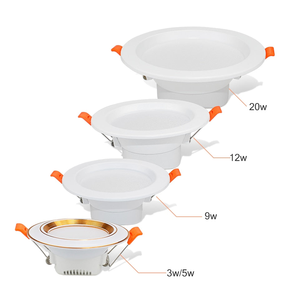 LED Spot Light 220V 3W 5W 9W 12W 20W Led Down Light Recessed Led Ceiling Downlight Warm White/Cold White/3 Color For Living Room