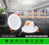 LED Spot Light 220V 3W 5W 9W 12W 20W Led Down Light Recessed Led Ceiling Downlight Warm White/Cold White/3 Color For Living Room