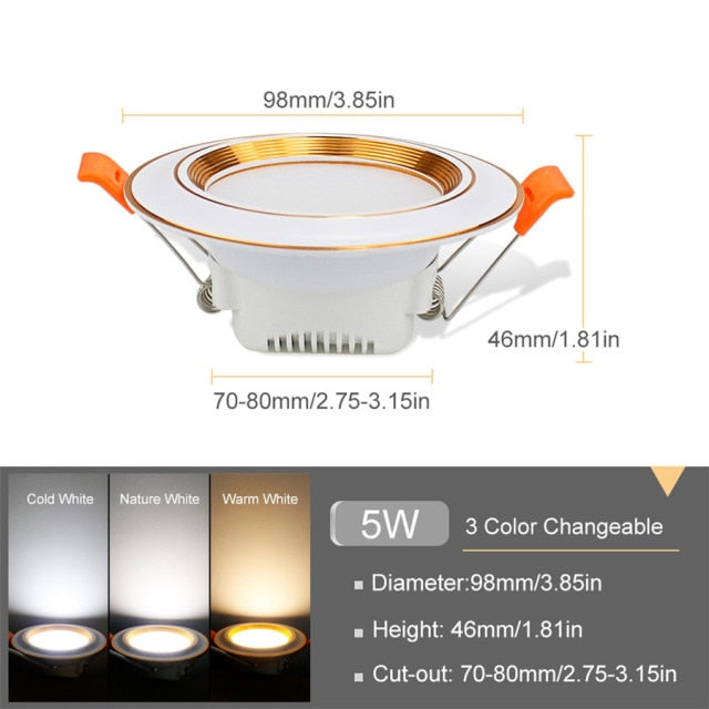 LED Spot Light 220V 3W 5W 9W 12W 20W Led Down Light Recessed Led Ceiling Downlight Warm White/Cold White/3 Color For Living Room