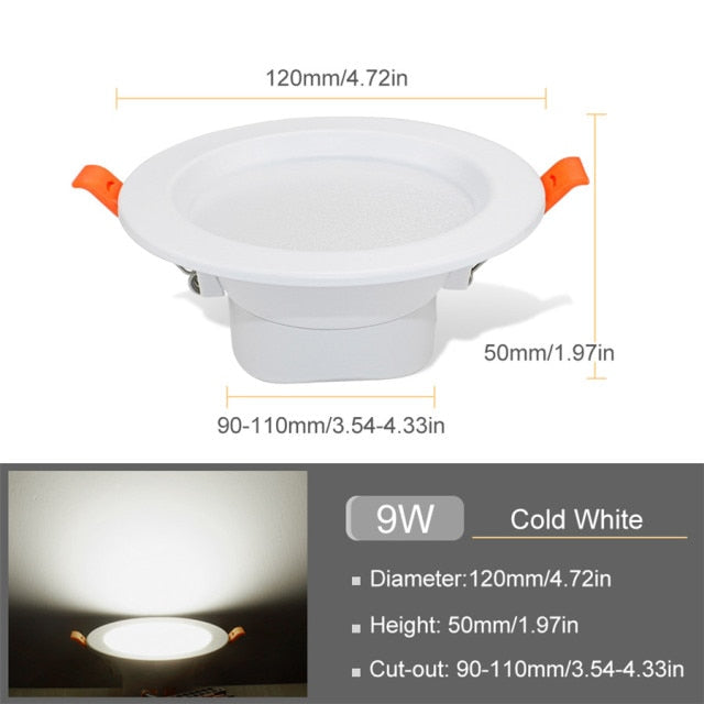 LED Spot Light 220V 3W 5W 9W 12W 20W Led Down Light Recessed Led Ceiling Downlight Warm White/Cold White/3 Color For Living Room