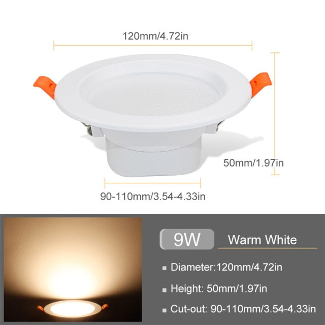 LED Spot Light 220V 3W 5W 9W 12W 20W Led Down Light Recessed Led Ceiling Downlight Warm White/Cold White/3 Color For Living Room