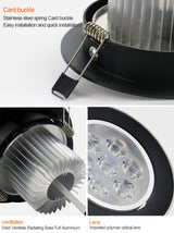 DBF Black Body Dimmable 3W 4W 5W 7W 9W 12W Angle Adjustable LED Recessed Downlight AC110V/220V LED Ceiling Spot Lamp Home Decor