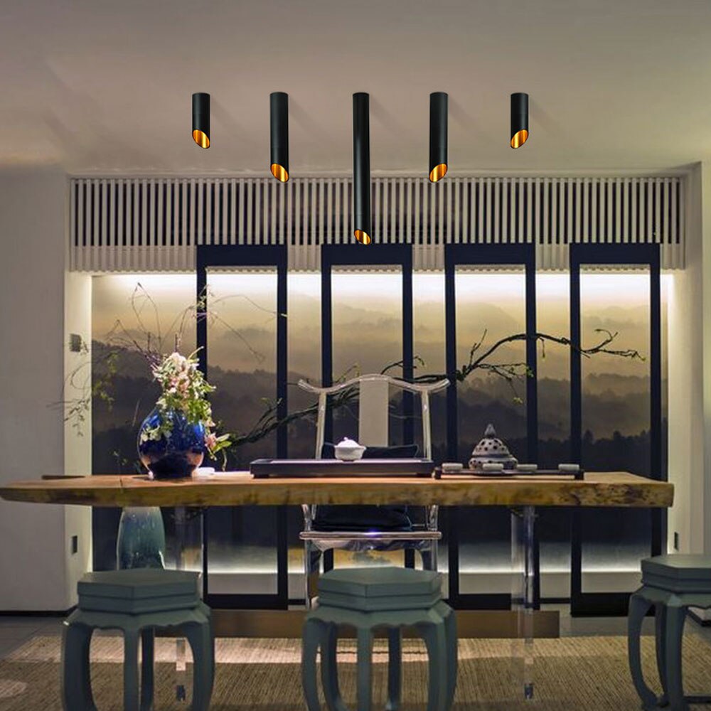 Tinlaibor LED Downlight Free bulb GU10 Downlights 7W spot light Kitchen Table Pipe Tube Lamp Dining Room Bar Counter Shop