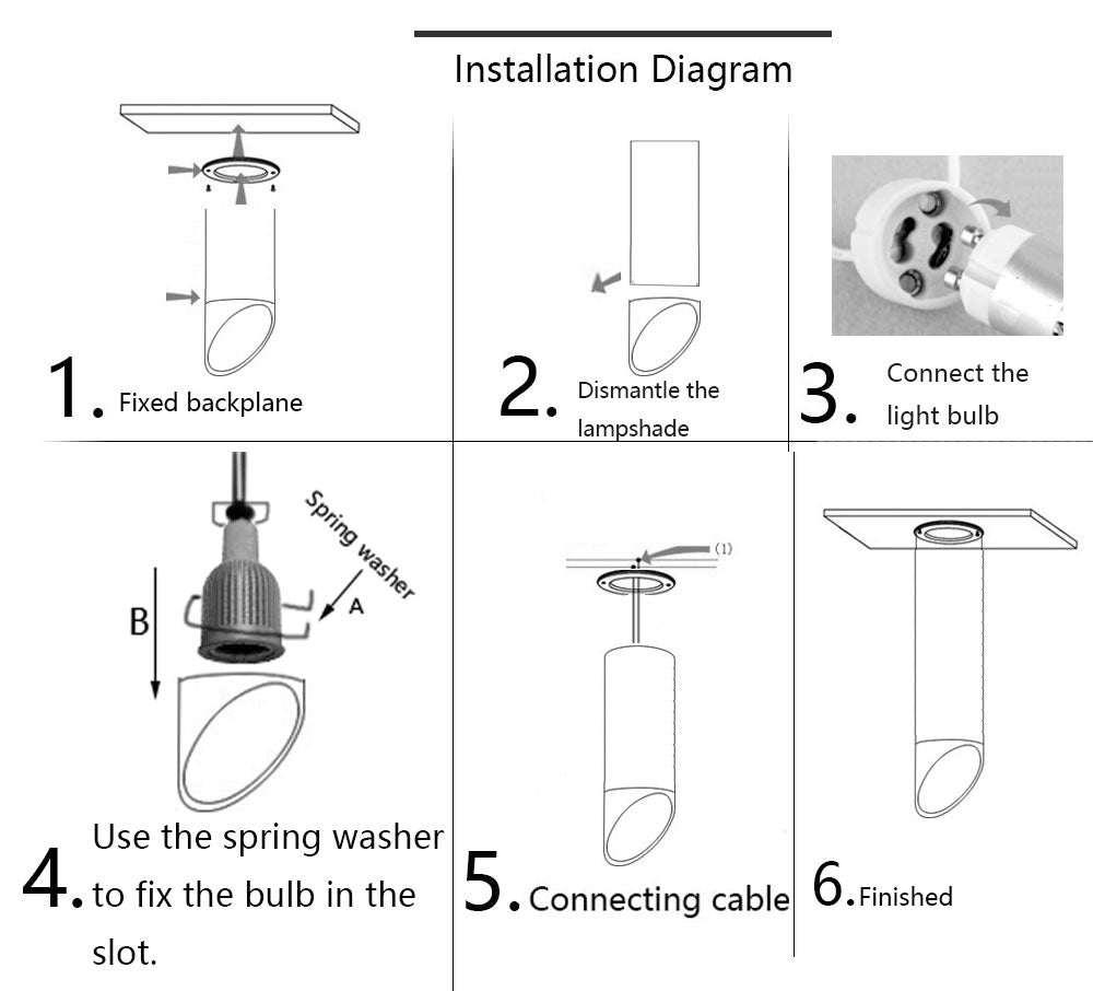Tinlaibor LED Downlight Free bulb GU10 Downlights 7W spot light Kitchen Table Pipe Tube Lamp Dining Room Bar Counter Shop