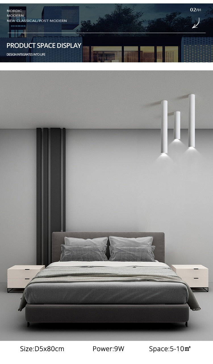 Nordic modern led ceiling lamp surface mounted spotlight circular long tube indoor aluminum downlight bar shop corridor lights