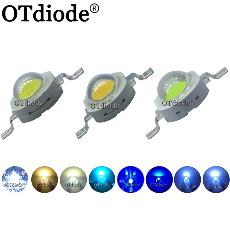 LED 3W 50pcs High Power Chip Light Beads Diode Cold Warm Neutral White 10000K Cyan Ice Blue For SpotLight Downlight Lamp Bulb