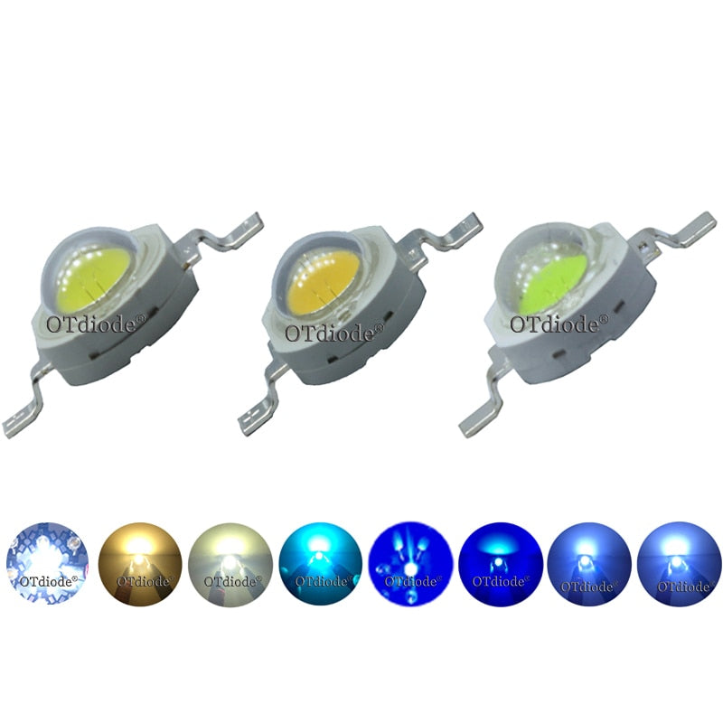 LED 3W 50pcs High Power Chip Light Beads Diode Cold Warm Neutral White 10000K Cyan Ice Blue For SpotLight Downlight Lamp Bulb