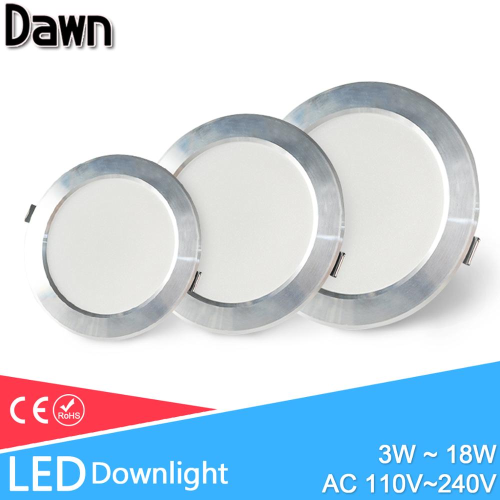 LED Downlight 220V 1pc/4pcs 3W-18W Silver White Ultra Thin Recessed LED Spot Lighting For Kitchen Ceiling Indoor 15W