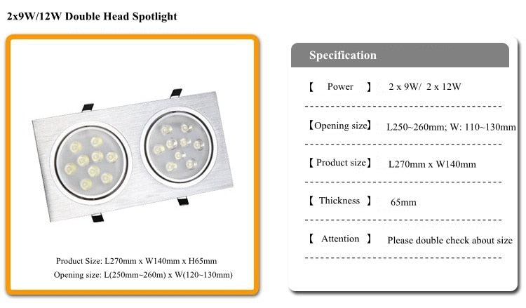 Square LED Down Light 3w 5w 7w 9w 12w 15w 18w LED Recessed Ceiling Light Lamp Downlight led Grille Spot Light