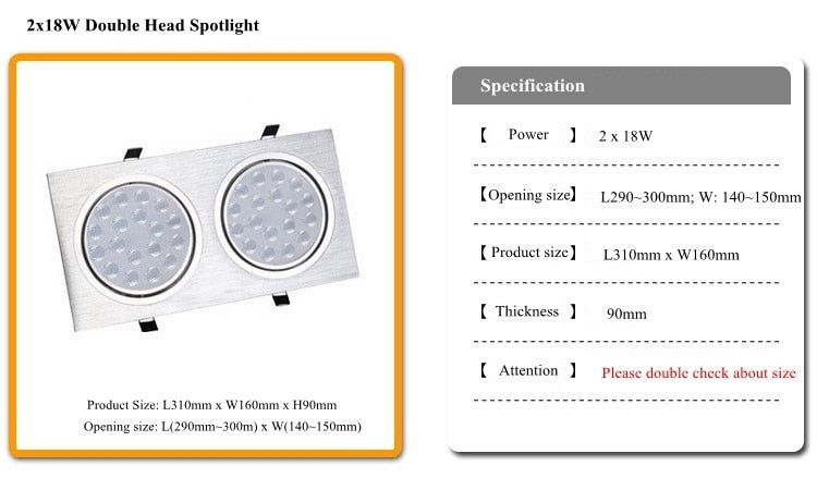 Square LED Down Light 3w 5w 7w 9w 12w 15w 18w LED Recessed Ceiling Light Lamp Downlight led Grille Spot Light