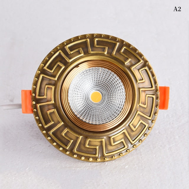 European Luxury 5W Copper COB led Downlight Smallpox Embedded Vintage Pure Copper LED Spotlight for Livingroom Hotel Corridor