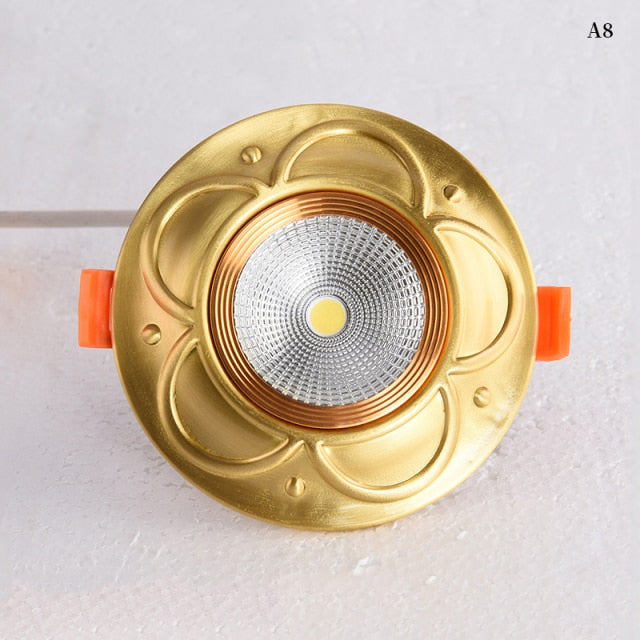 European Luxury 5W Copper COB led Downlight Smallpox Embedded Vintage Pure Copper LED Spotlight for Livingroom Hotel Corridor