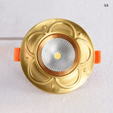 European Luxury 5W Copper COB led Downlight Smallpox Embedded Vintage Pure Copper LED Spotlight for Livingroom Hotel Corridor