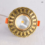 European Luxury 5W Copper COB led Downlight Smallpox Embedded Vintage Pure Copper LED Spotlight for Livingroom Hotel Corridor