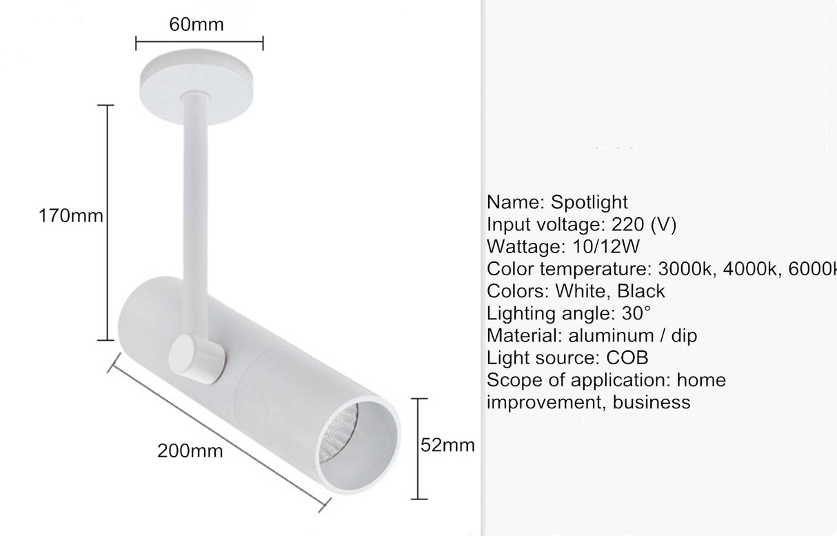 Downlight spotlight LED rotating surface installation COB 3w 5w 7w 10W 12W art background wall ceiling lamp spot light family store