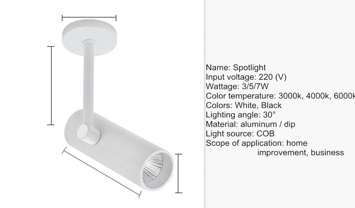 Downlight spotlight LED rotating surface installation COB 3w 5w 7w 10W 12W art background wall ceiling lamp spot light family store