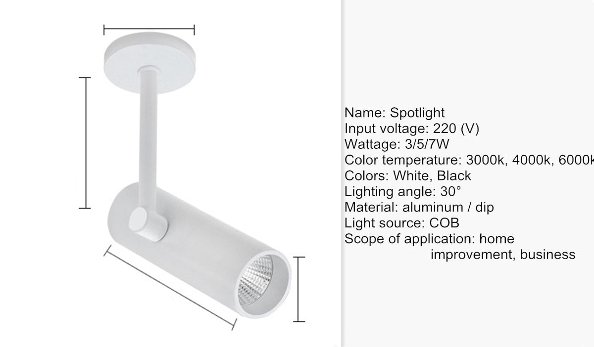 Downlight spotlight LED rotating surface installation COB 3w 5w 7w 10W 12W art background wall ceiling lamp spot light family store