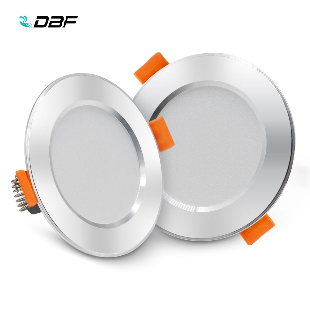 DBF Ultra Bright Silver Round LED Downlight 3W 5W 7W 9W 12W Aluminum Driverless SMD 2835 LED Ceiling Recessed Spot Light AC220V