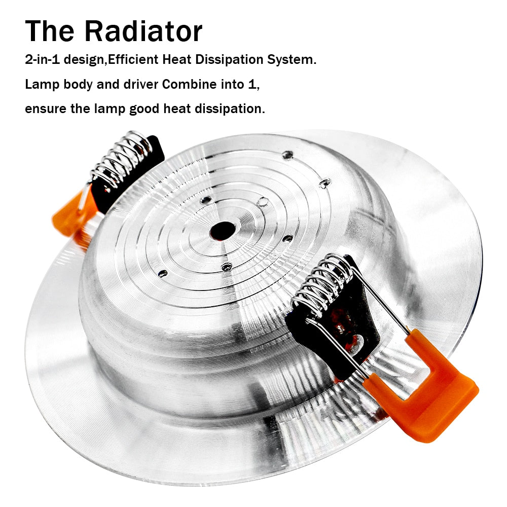 DBF Ultra Bright Silver Round LED Downlight 3W 5W 7W 9W 12W Aluminum Driverless SMD 2835 LED Ceiling Recessed Spot Light AC220V