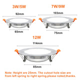 DBF Ultra Bright Silver Round LED Downlight 3W 5W 7W 9W 12W Aluminum Driverless SMD 2835 LED Ceiling Recessed Spot Light AC220V