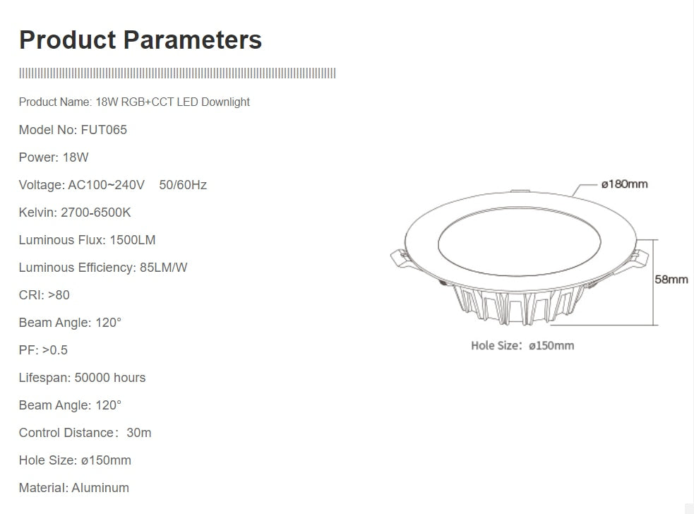 MiBoxer 6W 9W 12W 15W 18W 25W RGB+CCT LED Downlight Ceiling Spotlight FUT060 061 062 063 064 065 066 068 Indoor Panel lighting