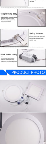 LED Ultra thin Downlight lamp 24W 18W 12W 9W 6W 3W AC110V 220V led ceiling recessed grid downlight slim round square panel light