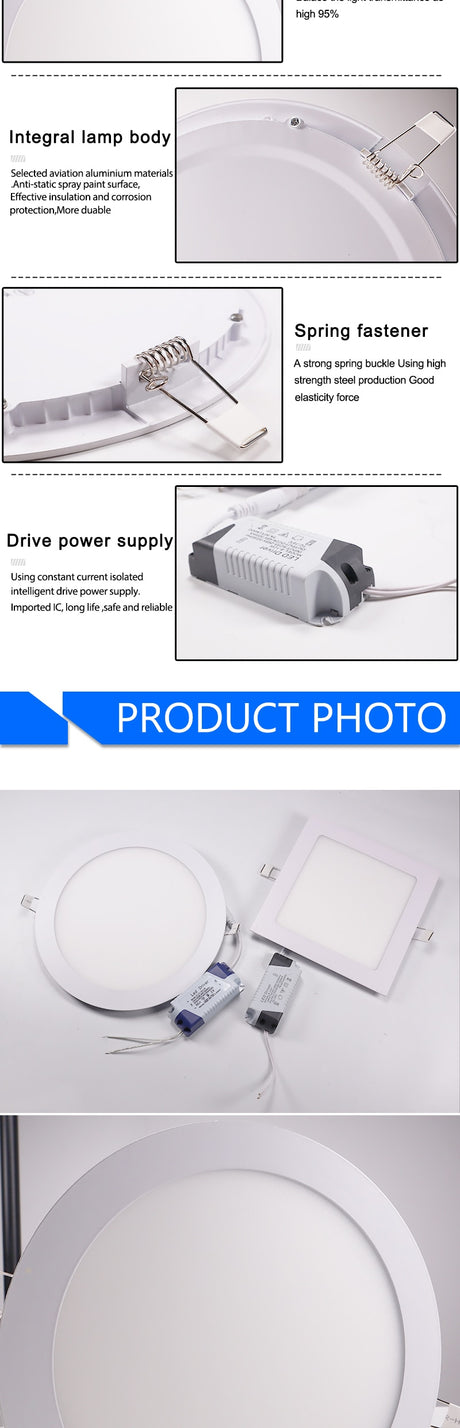 LED Ultra thin Downlight lamp 24W 18W 12W 9W 6W 3W AC110V 220V led ceiling recessed grid downlight slim round square panel light