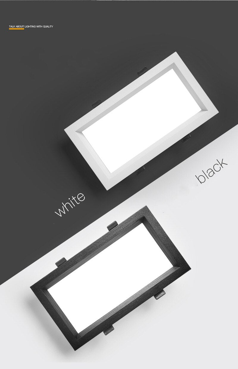 Square Downlight Embedded LED Ultra-thin Hole Light Ceiling Grille Bold Light 12W 15W 18W 24W