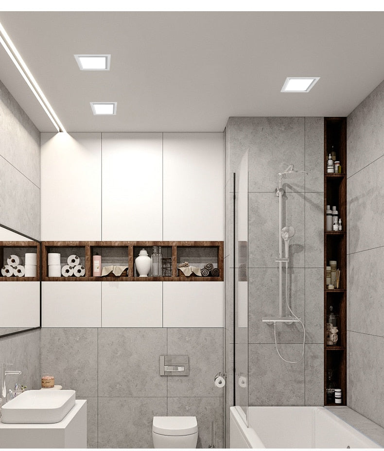 Square Downlight Embedded LED Ultra-thin Hole Light Ceiling Grille Bold Light 12W 15W 18W 24W