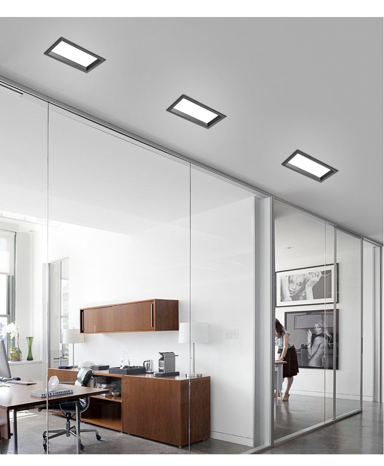 Square Downlight Embedded LED Ultra-thin Hole Light Ceiling Grille Bold Light 12W 15W 18W 24W