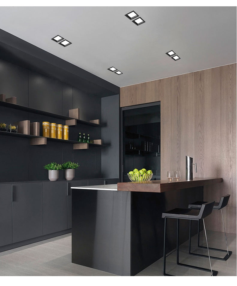 Square Downlight Embedded LED Ultra-thin Hole Light Ceiling Grille Bold Light 12W 15W 18W 24W