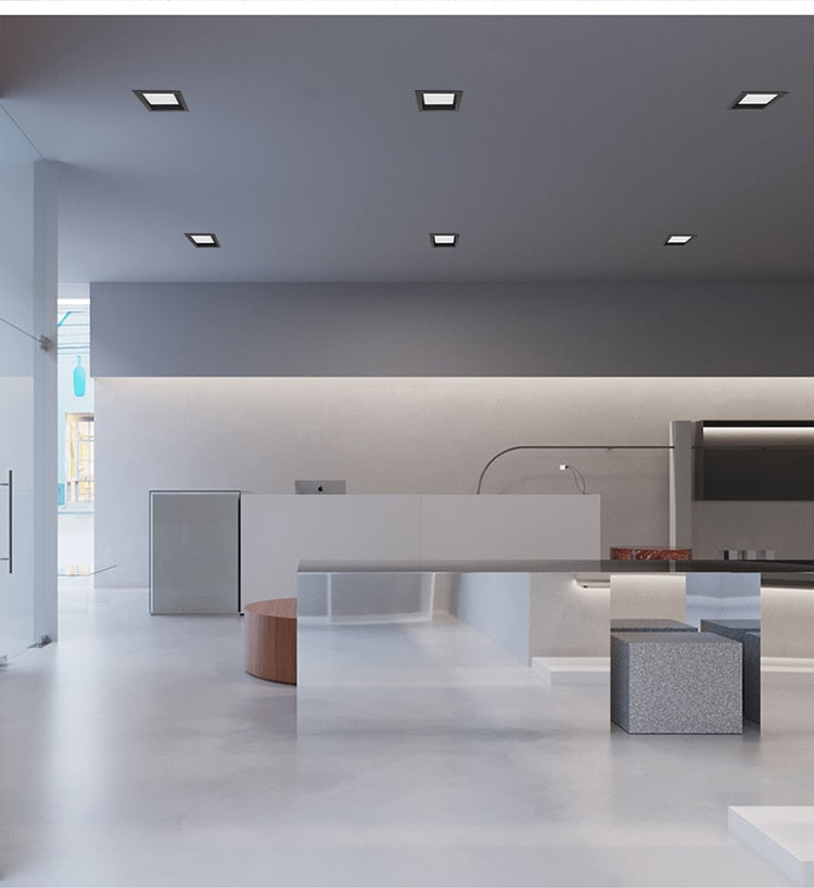 Square Downlight Embedded LED Ultra-thin Hole Light Ceiling Grille Bold Light 12W 15W 18W 24W