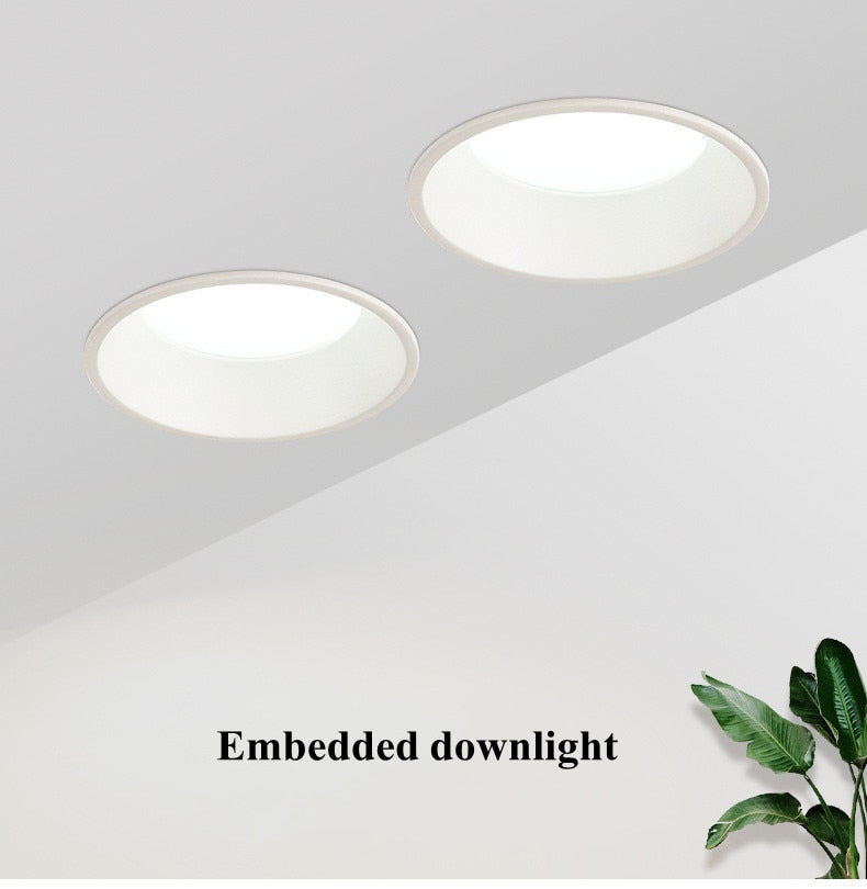 Frameless 3 Light Temperature Anti Glare Recessed Downlight 7W 10W 12W 15W 24W Round LED Ceiling Spot Light Pic Background