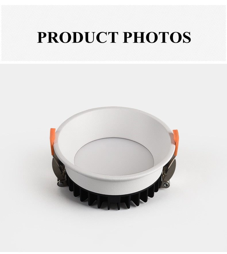 Frameless 3 Light Temperature Anti Glare Recessed Downlight 7W 10W 12W 15W 24W Round LED Ceiling Spot Light Pic Background