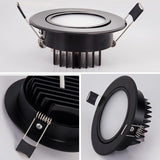 Dimmable Anti fog Black Led downlight bulbs COB Ceiling Spot Light 3w 5w 7w 12w 85-265V ceiling recessed Lights Indoor Lighting