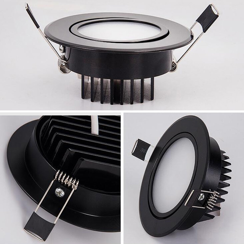 Dimmable Anti fog Black Led downlight bulbs COB Ceiling Spot Light 3w 5w 7w 12w 85-265V ceiling recessed Lights Indoor Lighting