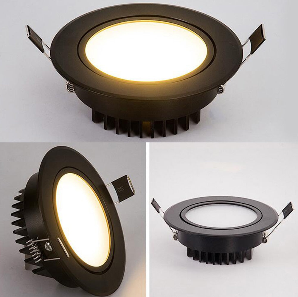 Dimmable Anti fog Black Led downlight bulbs COB Ceiling Spot Light 3w 5w 7w 12w 85-265V ceiling recessed Lights Indoor Lighting