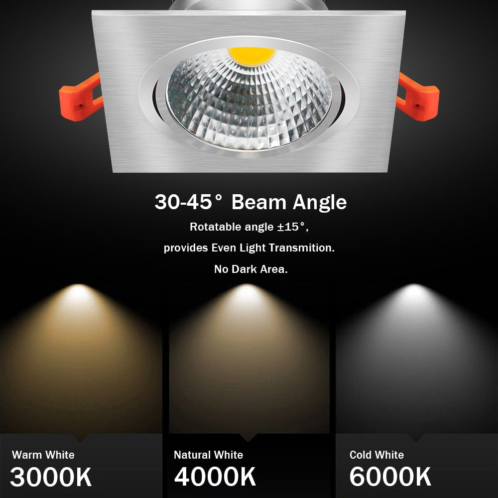 Dimmable LED Downlight Ceiling 7W 9W 12W 15W Led Bulb Bedroom Kitchen Indoor LED Spot Lights Square ceiling recessed Lights