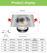 Dimmable LED Downlight Ceiling 7W 9W 12W 15W Led Bulb Bedroom Kitchen Indoor LED Spot Lights Square ceiling recessed Lights
