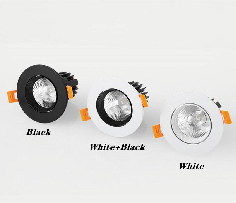 Anti Glare Recessed Dimmable COB LED Downlights 7W 9W 12W LED Ceiling Spot Lights AC85~265V LED Ceiling Lamps Indoor Lighting